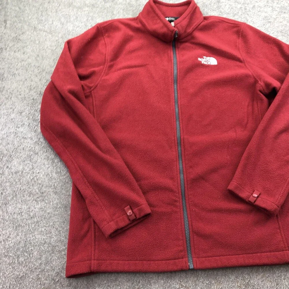 The North Face Jacket Mens Large Red Fleece Full Zip Pockets Outdoor Hiking